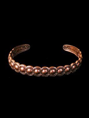 Vtg Fred Harvey Era Copper Beaded Cuff Bracelet 1940s/1950s Southwestern Tourist
